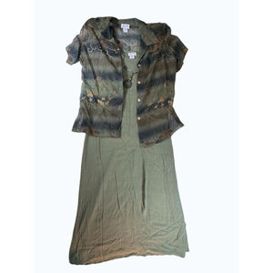 K Studio Vintage Minimalist 90’s Boho Two- Piece Olive Green M